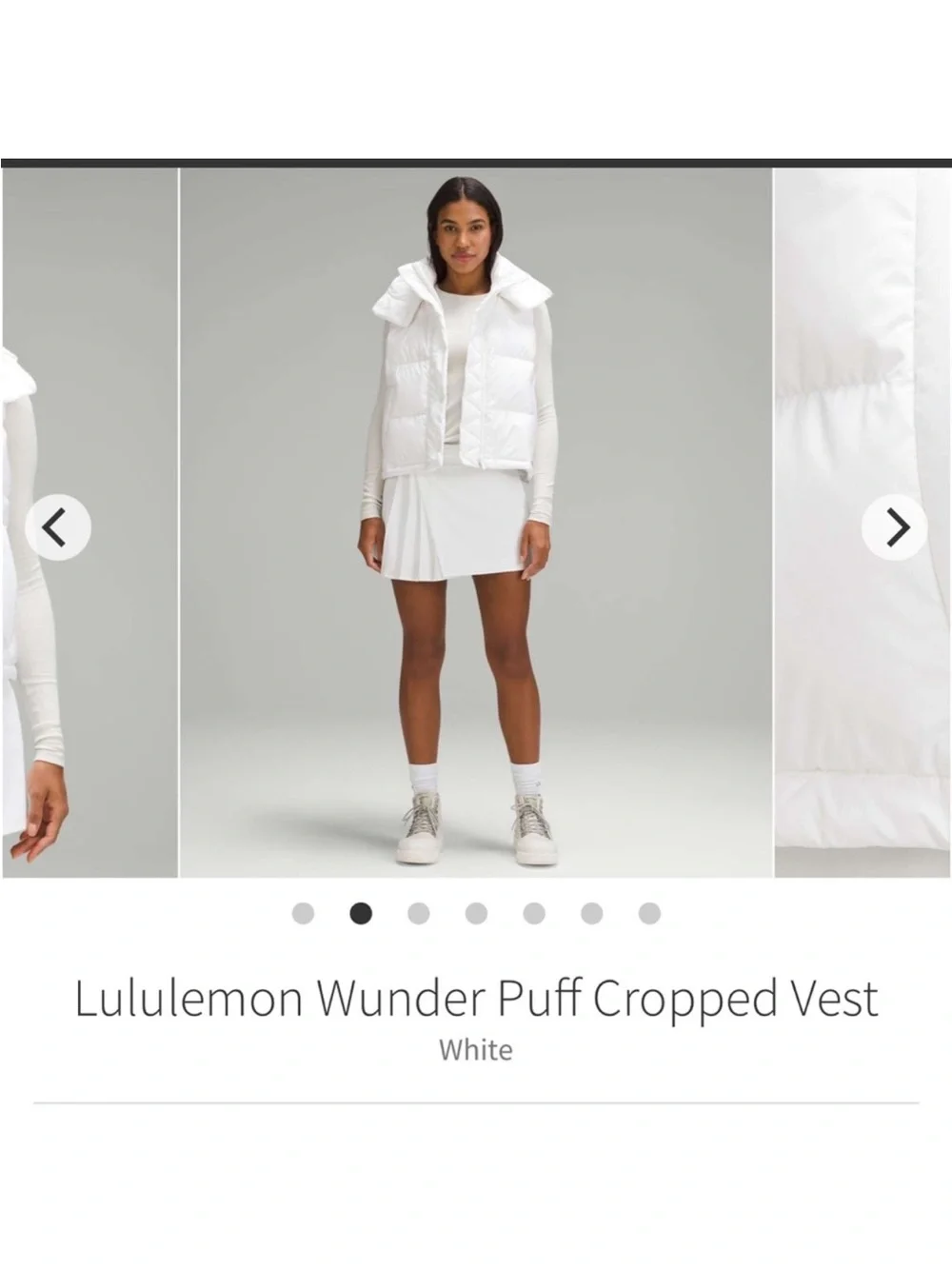 LULULEMON WUNDER PUFF CROPPED VEST White SZ 2